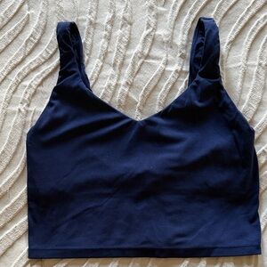 aerie Navy Blue V‑Neck Crop Sports Bra